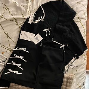 Endless Rose Black and White Bow Accent Outfit